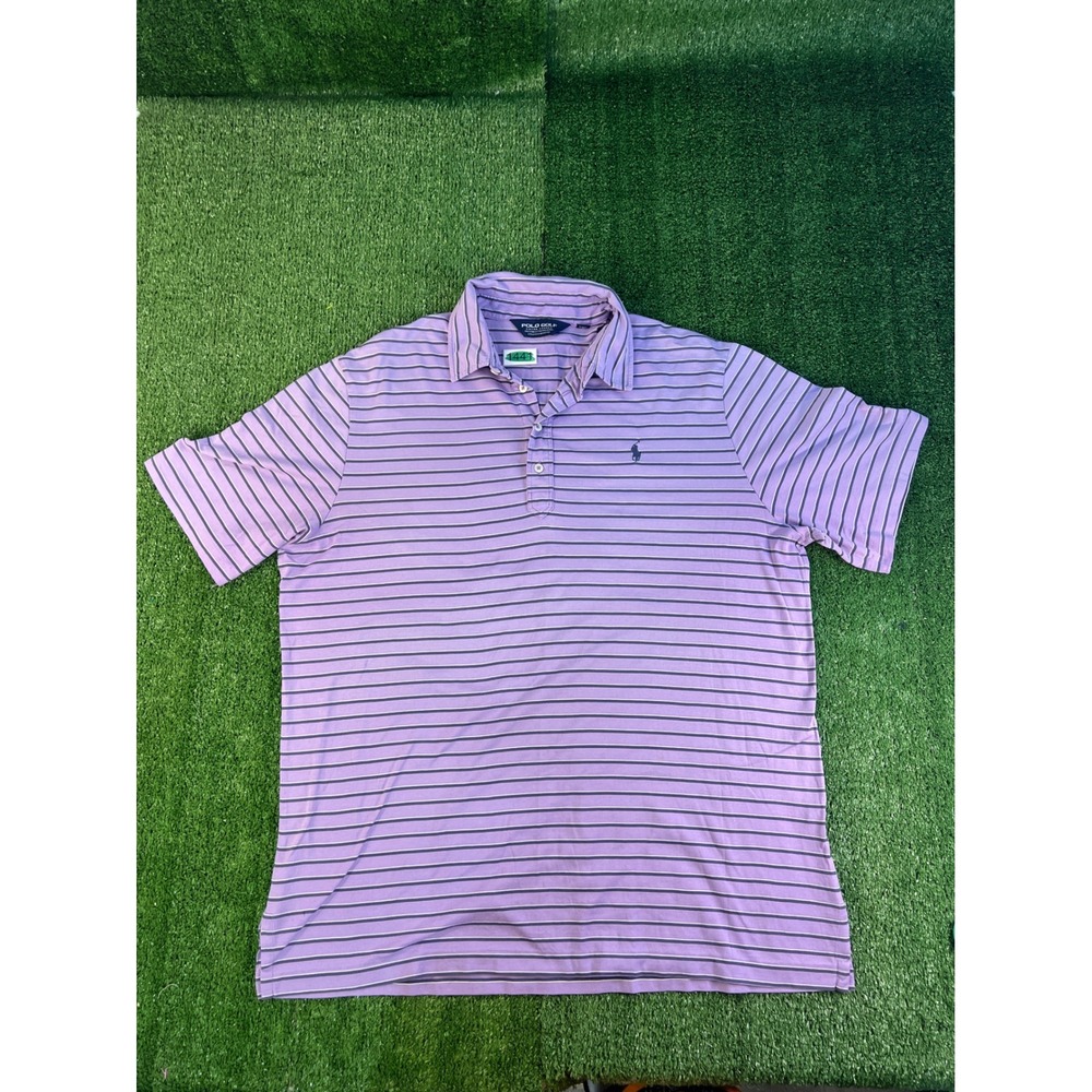 Polo Golf Ralph Lauren Mens XL Purple Striped Pima Cotton Short Sleeve